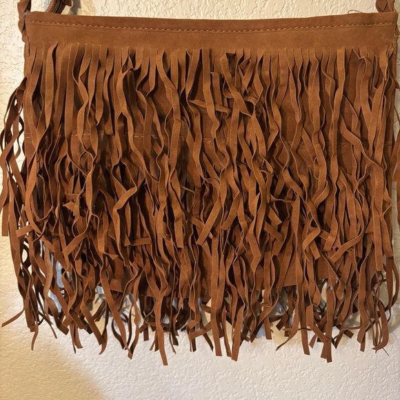 Shoulder Bag Fringe Camel Brown Suede-like material Soft Like New - Picture 3 of 14